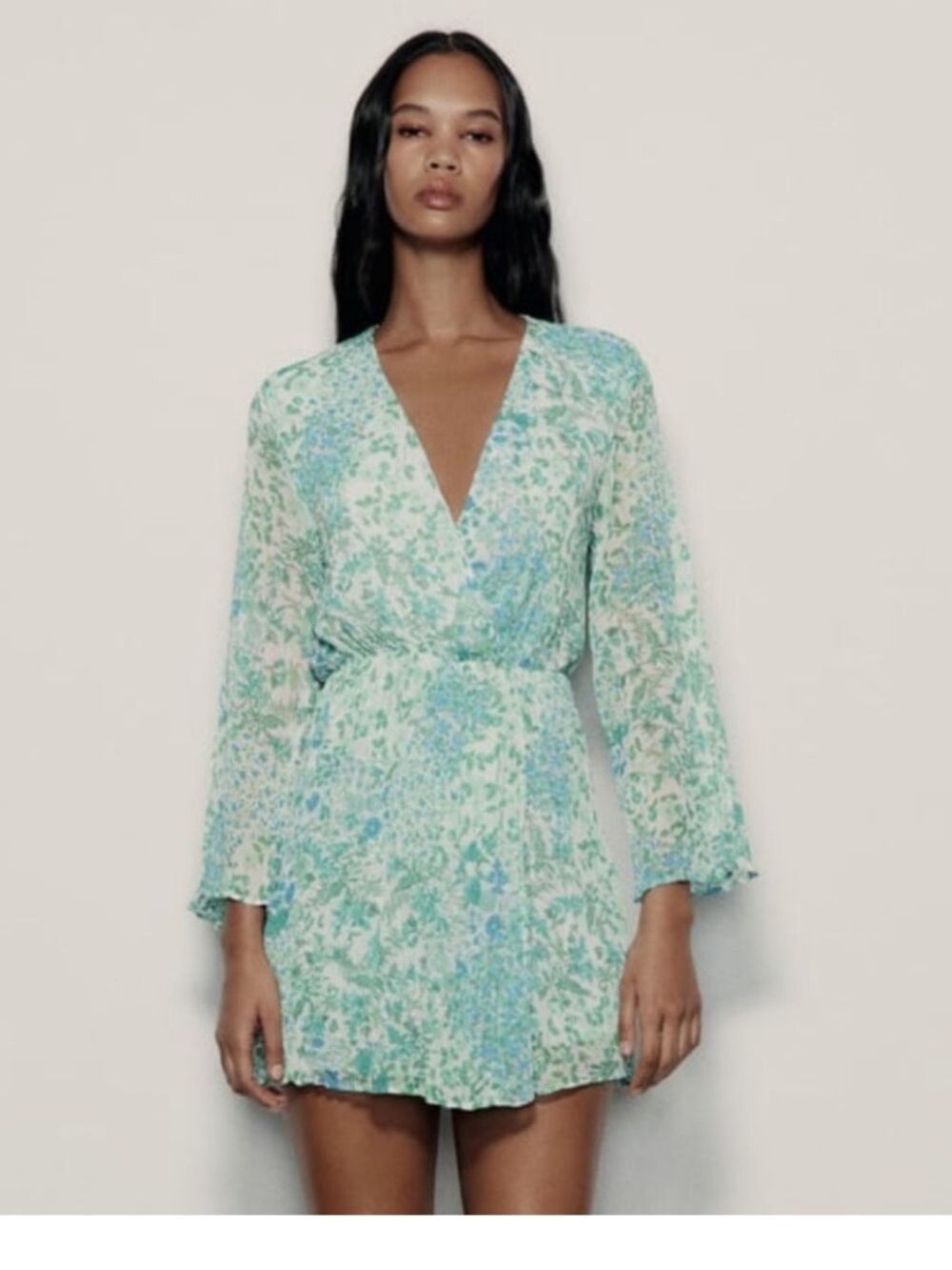 Zara Green Aqua Floral Jumpsuit NWT